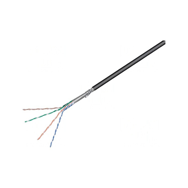 Cablu SF/UTP 4x2x24AWG 5e pentru exterior, sârmă CCA, izolație PE, culoare neagră | Electronic-mag.ro | Componente Electronice