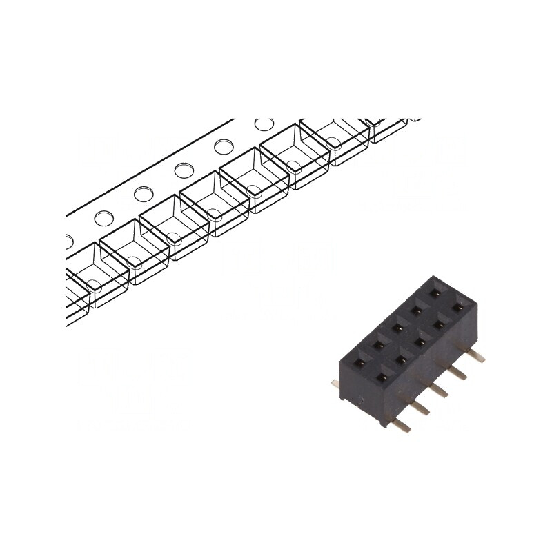 Conector șiruri pini soclu mamă 10 pini verticale 2mm SMT - Componentă electronică de calitate | Electronic-mag.ro | Componente 