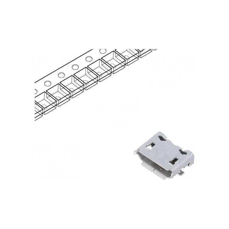 Conector USB B Micro Soclu ZX pentru PCB SMT, PIN 5, USB 2.0 - Componente Electronice | Electronic-mag.ro | Componente Electroni