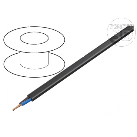 Cablu H03VVH2-F OMY 2x0,5mm² Plat Litat Cu PVC Negru 300V - Cablu Electric Flexibil de Calitate Superioară | Electronic-mag.ro |