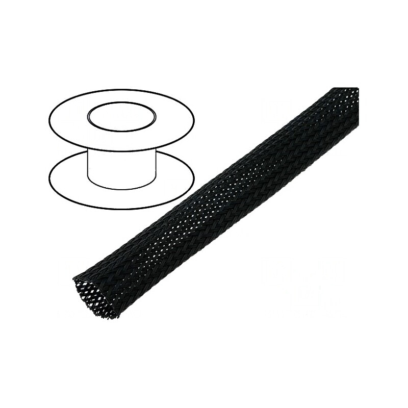 Împletitură poliester 100m Øtresă 7-13nom. 8mm neagră - Ambalaj profesional | Electronic-mag.ro | Componente Electronice