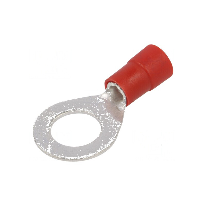 Vârf inelar M12 cu diametrul de 13mm, 10mm², crimpat pe cablu, izolație roșie | Electronic-mag.ro | Componente Electronice