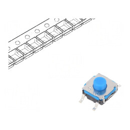 Microîntrerupător TACT SPST-NO 0,05A/32VDC SMT - Pozitie 2, Fara Elemente Aditionale | Electronic-mag.ro | Componente Electronic