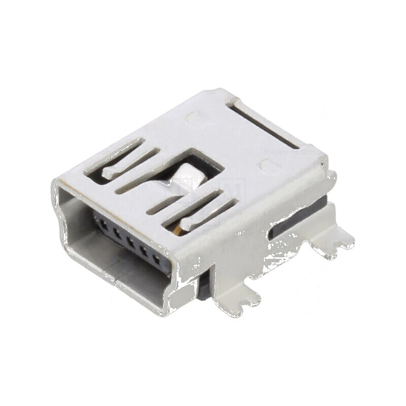 Conector USB B Mini Soclu SMT PIN 5 Orizontale USB 2.0 1A - Componente Electronice Profesionale | Electronic-mag.ro | Componente