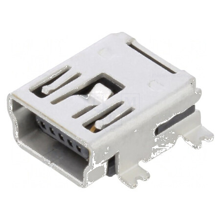 Conector USB B Mini Soclu SMT PIN 5 Orizontale USB 2.0 1A - Componente Electronice Profesionale | Electronic-mag.ro | Componente