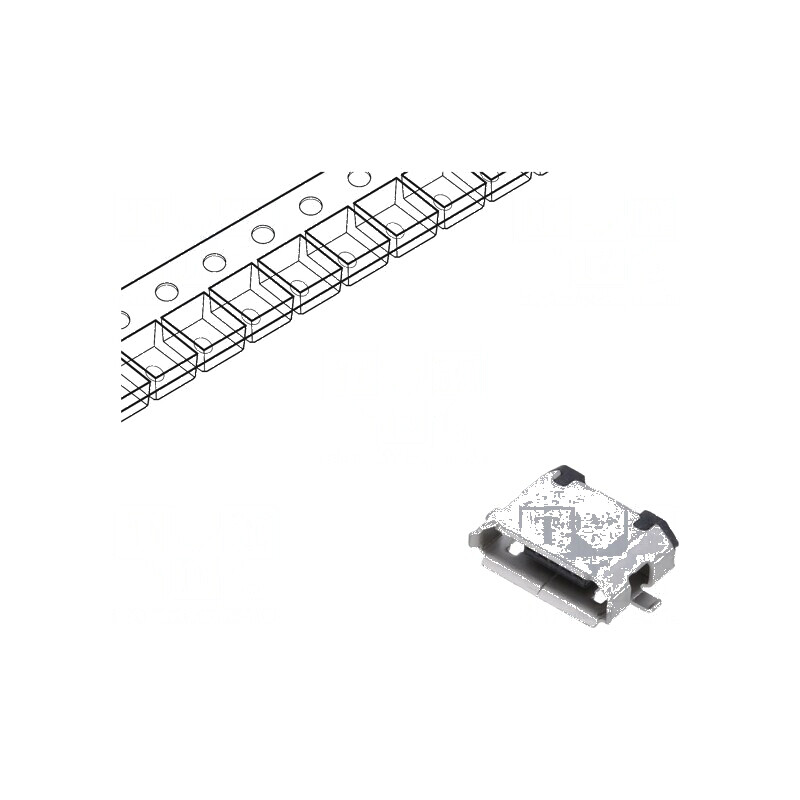 Conector USB B Micro Soclu SMT PIN 5 Orizontale USB 2.0 1.8A - Componente Electronice | Electronic-mag.ro | Componente Electroni