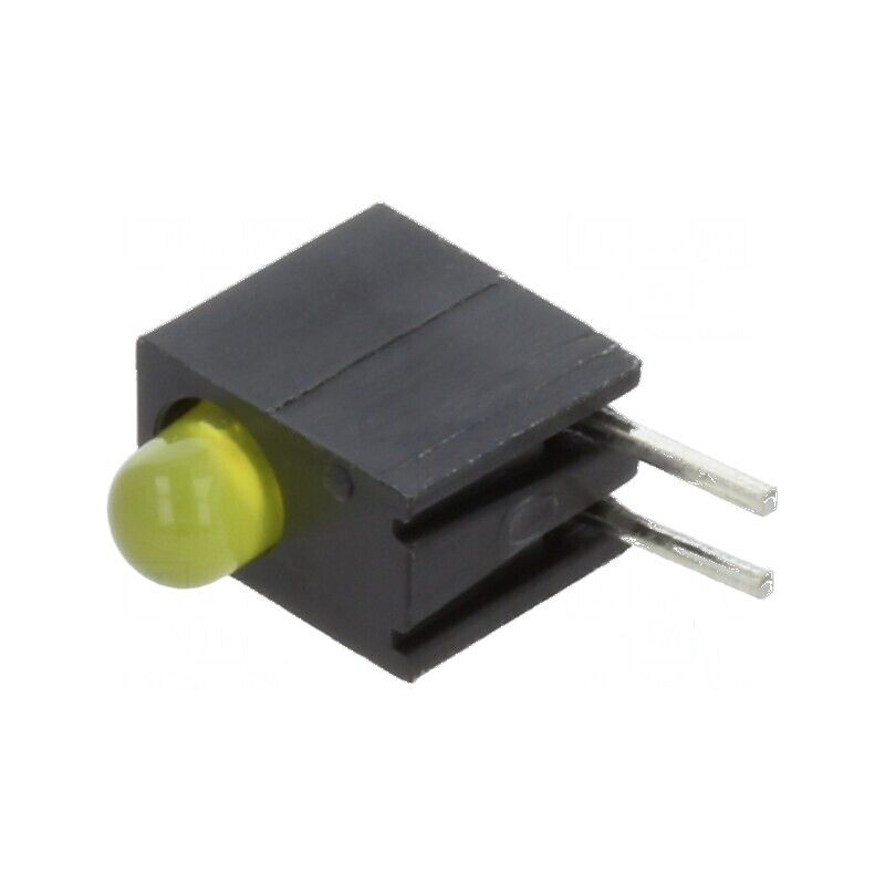 LED 3mm Galben Difuz cu 1 Diode, 2mA, Lentilă 45° - Carcasă Inclusă | Electronic-mag.ro | Componente Electronice