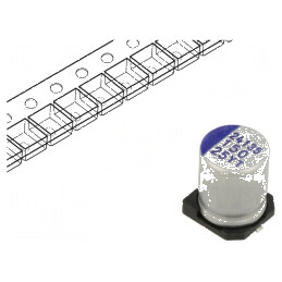 Condensator Hibrid SMD 150uF 25VDC Ø8x10mm, Temperaturi -55° până la 150°C, Toleranță ±20% | Electronic-mag.ro | Componente Elec