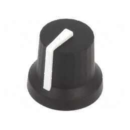 Buton rotativ cu indicator din plastic, diametru ax 6mm, dimensiuni 16,8mm x 14,5mm, guma antiderapantă | Electronic-mag.ro | Co