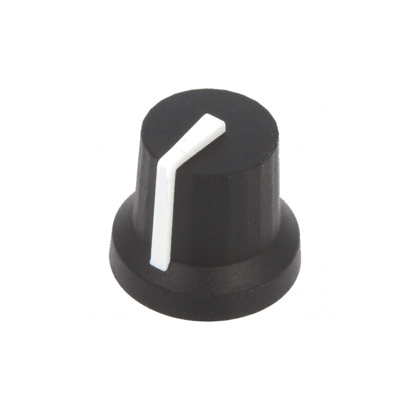 Buton rotativ cu indicator din plastic, diametru ax 6mm, dimensiuni 16,8mm x 14,5mm, guma antiderapantă | Electronic-mag.ro | Co