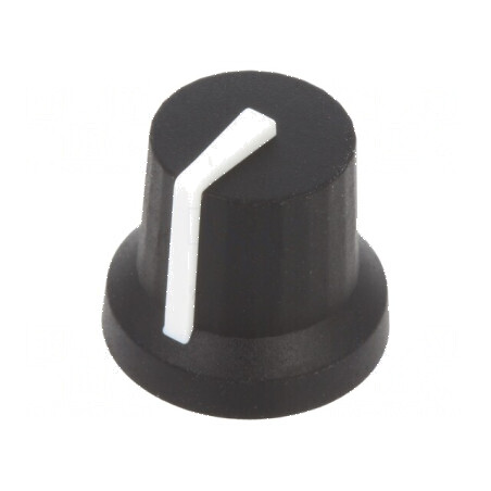 Buton rotativ cu indicator din plastic, diametru ax 6mm, dimensiuni 16,8mm x 14,5mm, guma antiderapantă | Electronic-mag.ro | Co