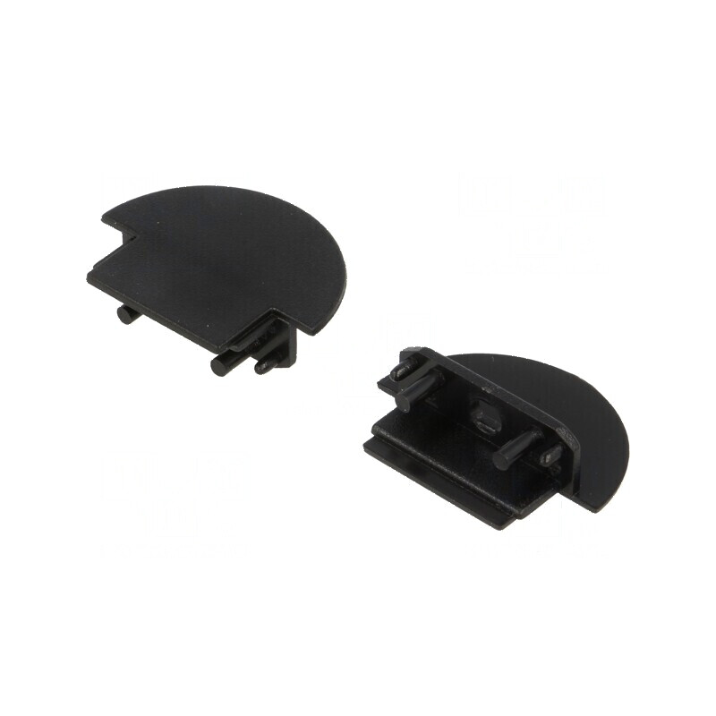 Obturator pentru profil LED negru, 2 bucăți, ABS cu orificiu - Accesorii iluminat profesional | Electronic-mag.ro | Componente E