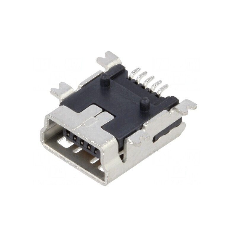 Conector USB B Mini Soclu SMT PIN 5 Orizontale USB 2.0 1A - Componentă Electronică Profesională | Electronic-mag.ro | Componente