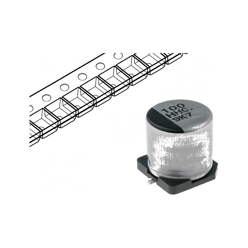 Condensator Electrolitic SMD 100uF 50VDC Ø10x10.2mm ±20% pentru Circuit Electronic | Electronic-mag.ro | Componente Electronice