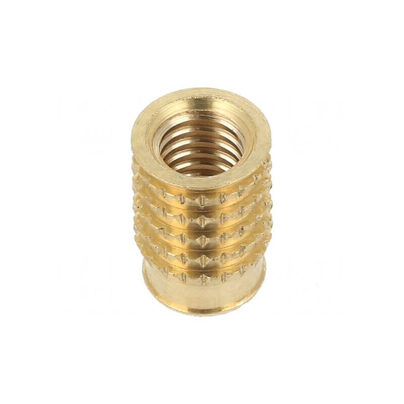 Adaos filetat din alamă M6 BN 37885 - Lungime 12,3mm pentru montaj pe plastic | Electronic-mag.ro | Componente Electronice