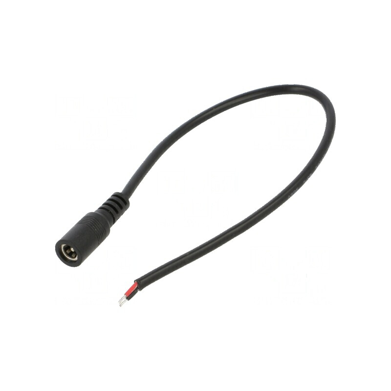 Cablu DC 5,5/2,1 Soclu Drept Negru 0,25m 2x0,5mm² - Interval Temperatura 20÷80°C | Electronic-mag.ro | Componente Electronice