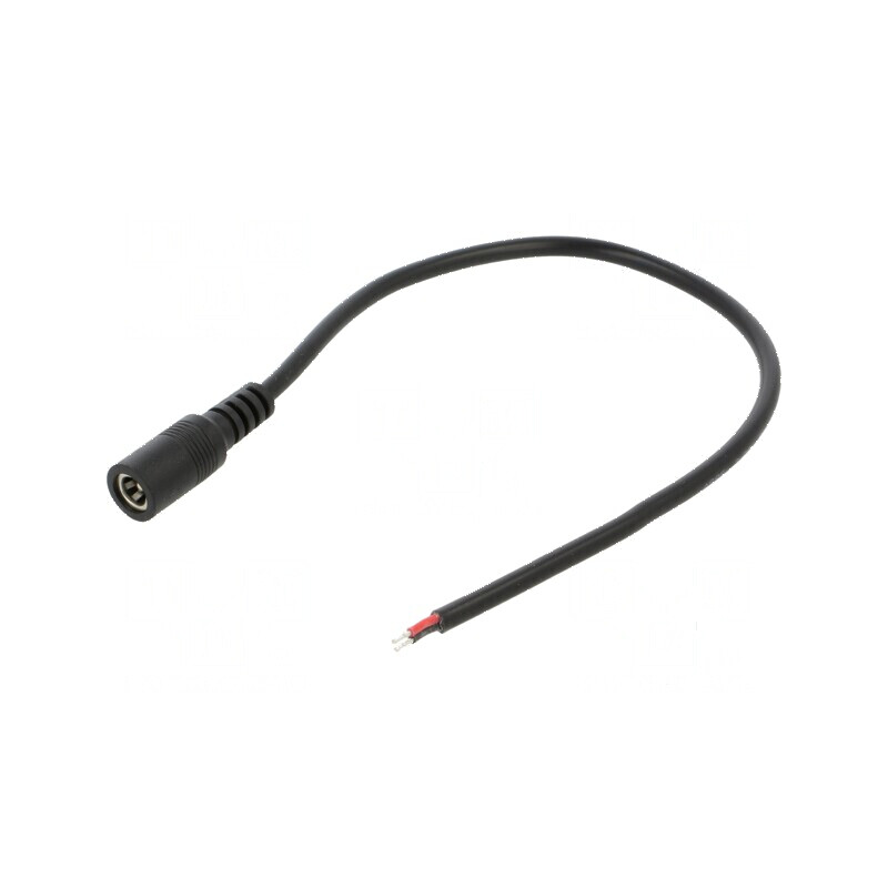 Cablu DC 5,5/2,5 Soclu Drept Negru 2x0,5mm², Lungime 0,25m, Temperatură Operare -20÷80°C | Electronic-mag.ro | Componente Electr