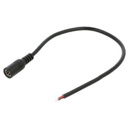 Cablu DC 5,5/2,5 Soclu Drept Negru 2x0,5mm², Lungime 0,25m, Temperatură Operare -20÷80°C | Electronic-mag.ro | Componente Electr
