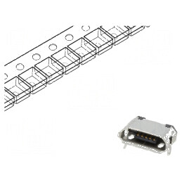 Conector USB B Micro Soclu SMT PIN 5 Orizontale USB 2.0 1,8A - Componentă Electonica | Electronic-mag.ro | Componente Electronic