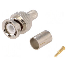 Conector BNC Mufă Tată Drept 75Ω RG6 Crimpat pe Cablu Aurit - Soluție Profesională pentru Conectivitate Audio-Video | Electronic