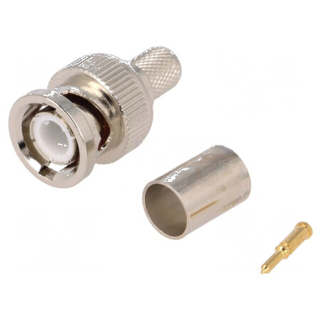 Conector BNC Mufă Tată Drept 75Ω RG6 Crimpat pe Cablu Aurit - Soluție Profesională pentru Conectivitate Audio-Video | Electronic