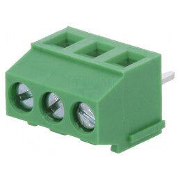 Regletă de conexiuni pentru PCB în unghi de 90° - 3,5mm, 3 piste, curent maxim 10A | Electronic-mag.ro | Componente Electronice