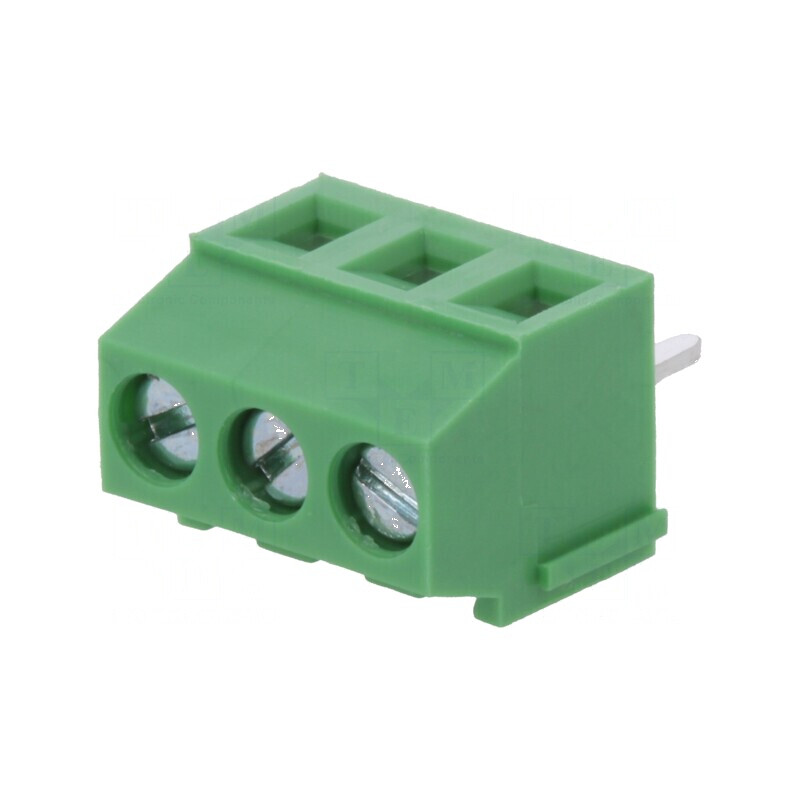 Regletă de conexiuni pentru PCB în unghi de 90° - 3,5mm, 3 piste, curent maxim 10A | Electronic-mag.ro | Componente Electronice