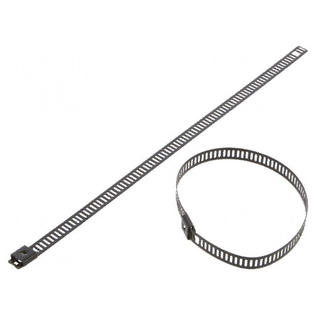 Colier de strângere perforat negru, dimensiuni L: 200mm, W: 7mm, capacitate 445N | Electronic-mag.ro | Componente Electronice