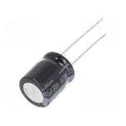 Condensator Electrolitic Low ESR THT 470uF 35VDC, Ø12,5x15mm - Componentă Electronică de Înaltă Performanță | Electronic-mag.ro 