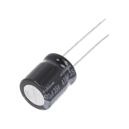 Condensator Electrolitic Low ESR THT 470uF 35VDC, Ø12,5x15mm - Componentă Electronică de Înaltă Performanță | Electronic-mag.ro 