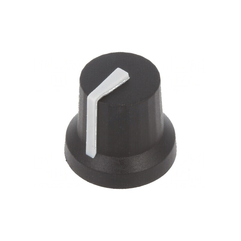 Buton rotativ cu indicator din plastic, dimensiuni Øax: 6mm, Ø16,8x14,5mm, cu guma de protecție | Electronic-mag.ro | Componente