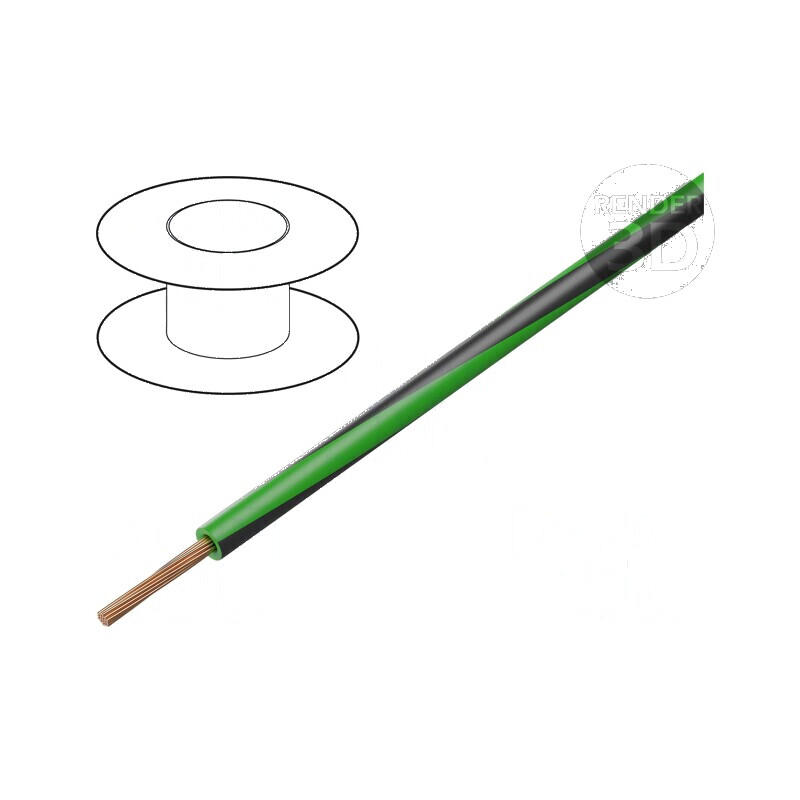 Cablu electric H05V-K, litat cu 0,5mm², PVC verde-negru, 300V/500V, pentru utilizare industrială | Electronic-mag.ro | Component