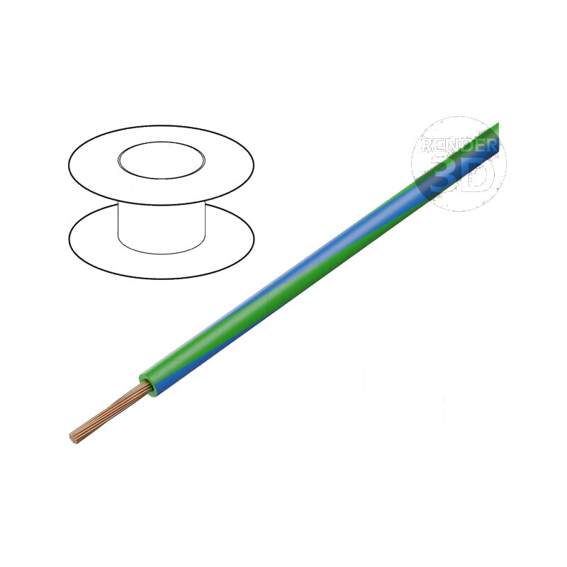 Cablu electric H05V-K LgY, litat cu secțiune de 0,5 mm², PVC verde-albastru, lungime 100 m | Electronic-mag.ro | Componente Elec