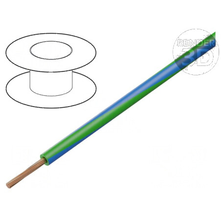 Cablu electric H05V-K LgY, litat cu secțiune de 0,5 mm², PVC verde-albastru, lungime 100 m | Electronic-mag.ro | Componente Elec