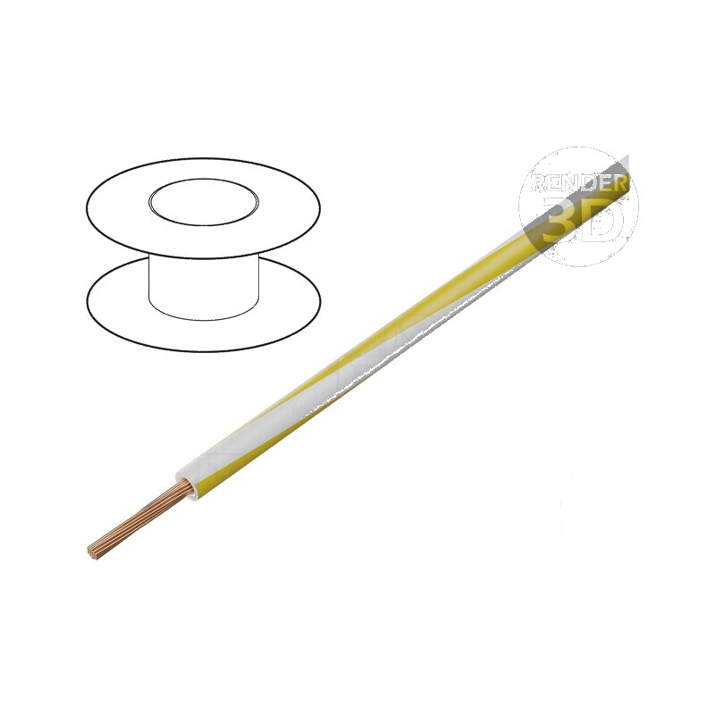 Cablu H05V-K LgY Litat cu Secțiune de 0,5 mm², Izolație PVC Alb-Galben, 300V/500V | Electronic-mag.ro | Componente Electronice