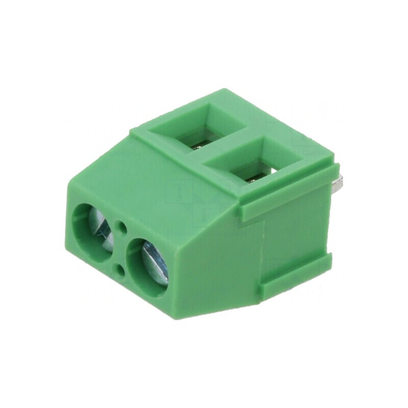 Regletă de conexiuni pentru PCB 90°, 5,08mm, 2 piste, 16A - Componentă electrică profesională | Electronic-mag.ro | Componente E