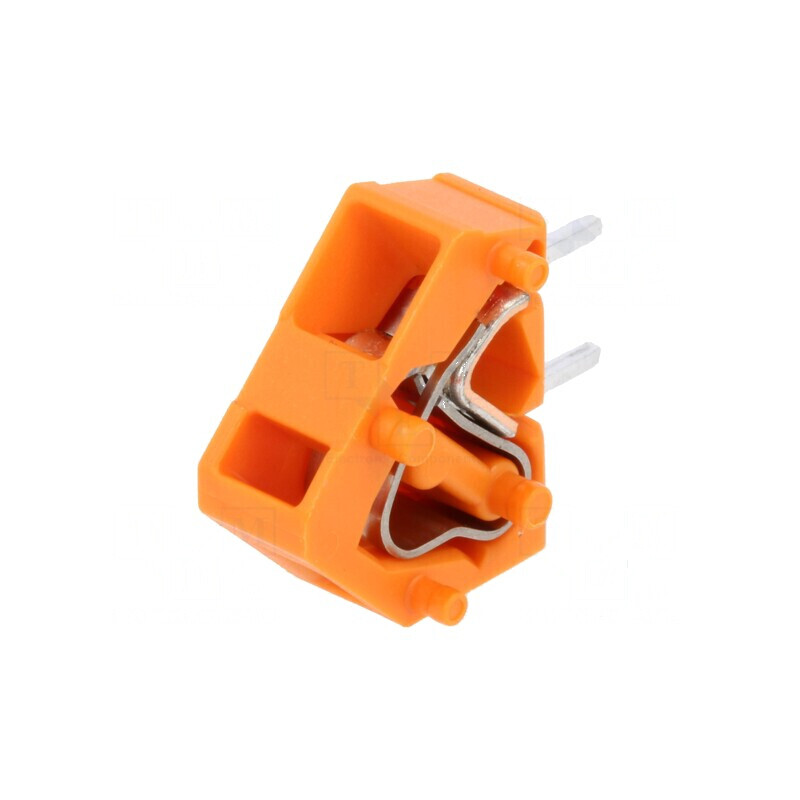 Regletă de conexiuni pentru PCB - Unghi 45°, 5mm piste, 1 x 24A | Electronic-mag.ro | Componente Electronice