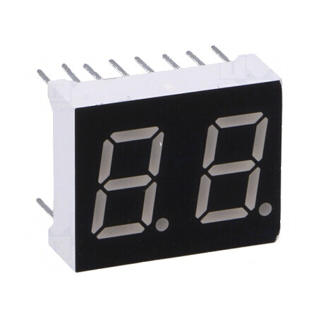 Afişaj LED cu 7 segmente 10,16mm, 0,4 Nr.car: 2, roşie, 6,5mcd - Ecran Digital pentru Proiecte Electronice | Electronic-mag.ro |
