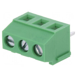 Regletă de conexiuni pentru PCB unghi 90° 3,81mm, 3 piste, 10A | Electronic-mag.ro | Componente Electronice