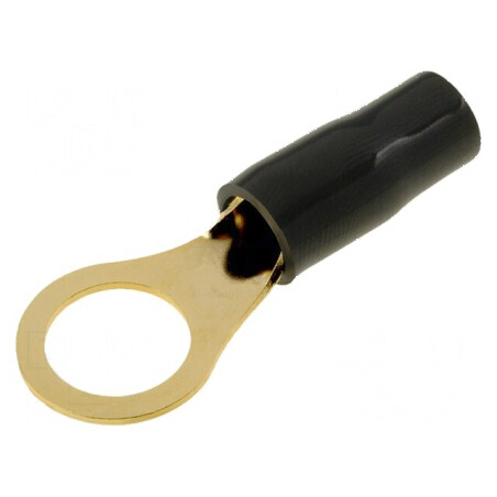 Terminal inelar M10 10mm² aurit cu izolație neagră - componentă electrică profesională | Electronic-mag.ro | Componente Electron