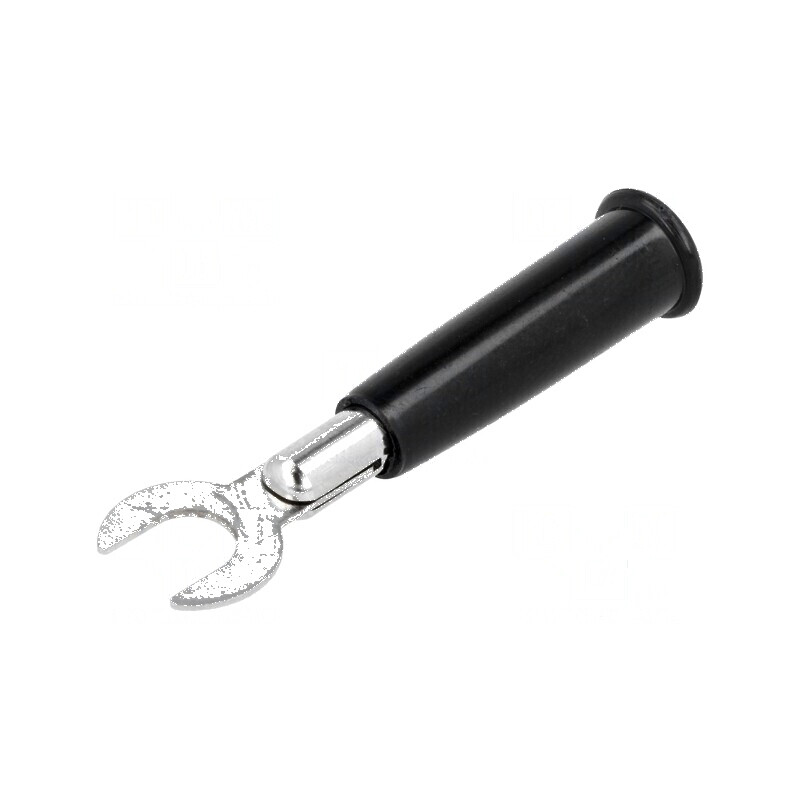 Conector tip furcă 60VDC negru 6mm pentru conexiune lipită | Electronic-mag.ro | Componente Electronice