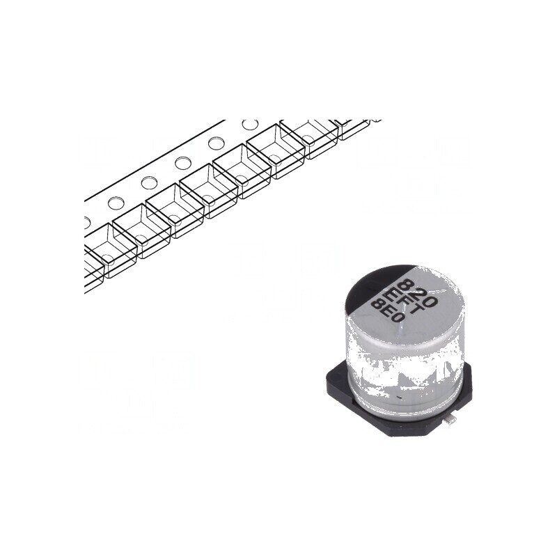 Condensator electrolitic SMD 820uF 25VDC low ESR Ø10x10,2mm | Electronic-mag.ro | Componente Electronice