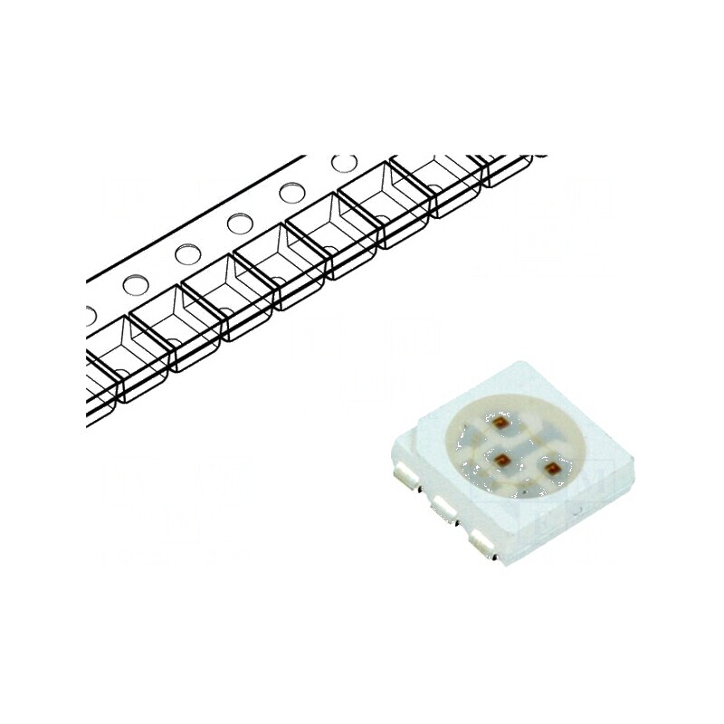 LED SMD 5060 PLCC6 Roșie 2180-3000mcd 5x5x1.5mm 120° 60mA - Lumină de Înaltă Intensitate pentru Proiecte de Iluminat | Electroni