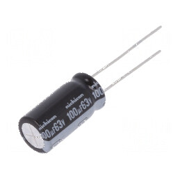 Condensator Electrolitic THT 100uF 63VDC Ø10x20mm cu Raster 5mm - Componentă Electronică Profesională | Electronic-mag.ro | Comp