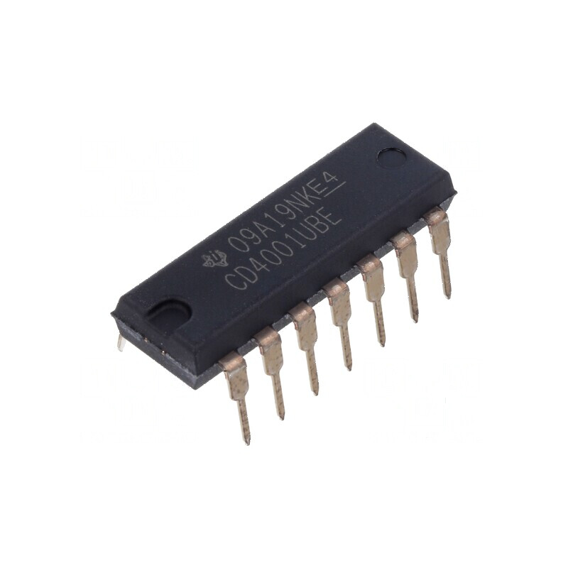 Circuit integrat digital NOR, 4 intrări, 2 ieșiri, CMOS THT, PDIP14, alimentare 3÷18VDC, temperatură de operare -55÷125°C | Elec