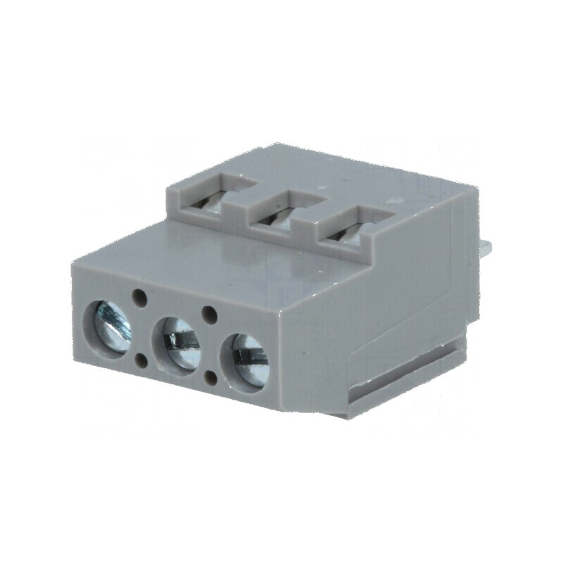 Regletă de conexiuni pentru PCB în unghi de 90° - 5mm piste, 3 terminale, 2,5mm² | Electronic-mag.ro | Componente Electronice