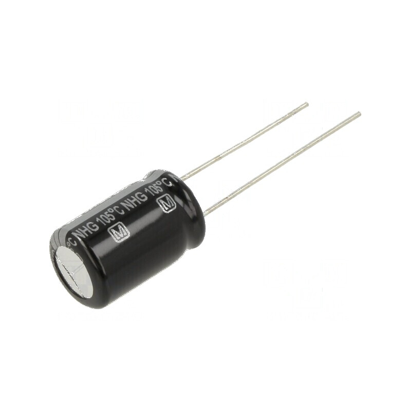 Condensator Electrolitic THT 220uF 63VDC Ø10x16mm cu Raster de 5mm - Componentă Electronică de Calitate | Electronic-mag.ro | Co