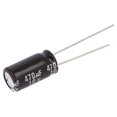 Condensator electrolitic THT 470µF 10VDC Ø8x15mm ±20% 10000h - Componentă electronică de înaltă calitate | Electronic-mag.ro | C