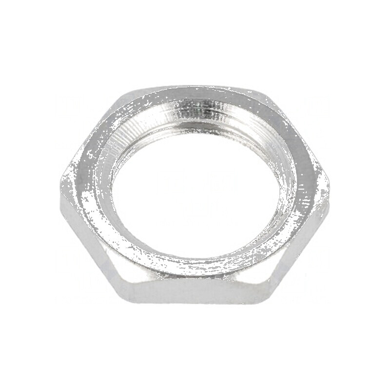 Piuliță M12 din alamă nichelată, grosime 2,8mm, cheie 15mm, filet metric | Electronic-mag.ro | Componente Electronice Piuliță M12 din alamă nichelată, grosime 2,8mm, cheie 15mm, filet metric | Electronic-mag.ro | Componente Electronice