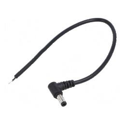 Cablu DC 2x0,5mm² cu mufă în unghi 5,5/2,5, lungime 0,25m, rezistență la temperaturi între -20° și 80°C, culoare negru | Electro